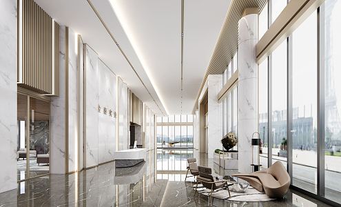 Modern Hall Corporate Lobby 3d model