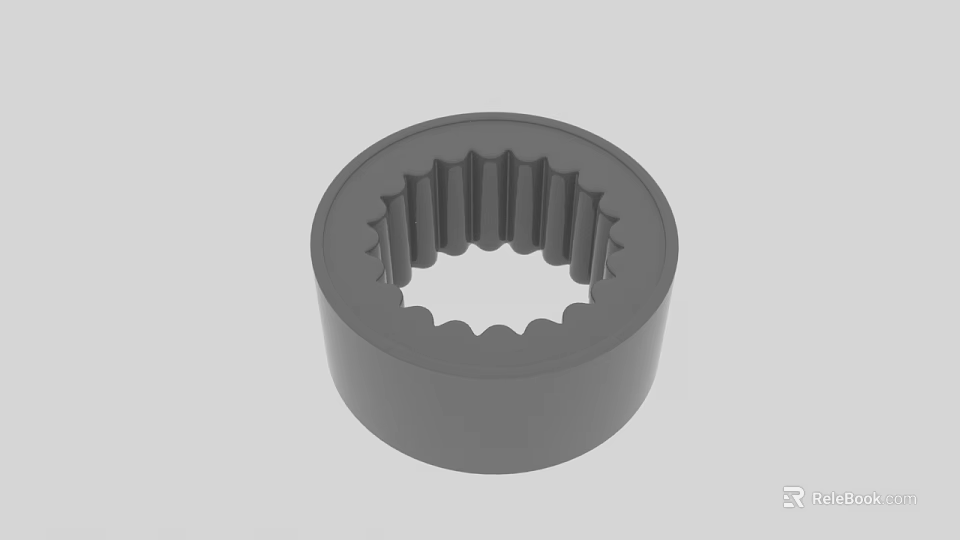 Gray Cylindrical Stool With Central Hole And Serrated Edge Design Details 3d model 