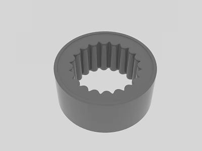 Gray Cylindrical Stool With Central Hole And Serrated Edge Design Details 3d model