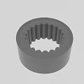 Gray Cylindrical Stool With Central Hole And Serrated Edge Design Details 3d model