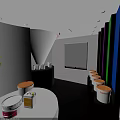 Colorful Paint Store Interior With Vibrant Walls Paint Buckets Display Shelves And White Counter