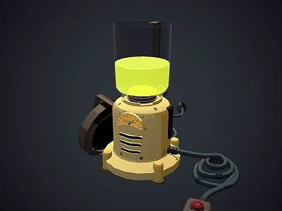 Retro Electric Apparatus With Transparent Glass Container Yellow Liquid Metal Base And Power Cord 3d model