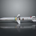 Streamlined Military Missile With Colorful Bands Tail Fins And Red Tail Section