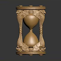 Ornate Golden Hourglass With Dragon Shaped Handles And Intricate Top Base Carvings