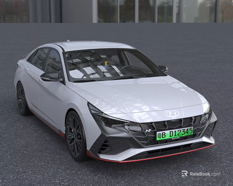 White Sporty Sedan With Sharp Front Design And Black Wheels Red Accents 3d model 