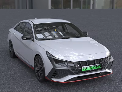 White Sporty Sedan With Sharp Front Design And Black Wheels Red Accents 3d model