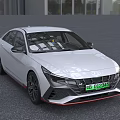White Sporty Sedan With Sharp Front Design And Black Wheels Red Accents