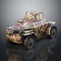 Vintage Military Armored Vehicle With Camouflage Paint Classic Wheels And Retro Design