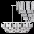 Elegant Crystal Chandelier With Golden Frame And Layered Crystal Strands For Warm Illumination