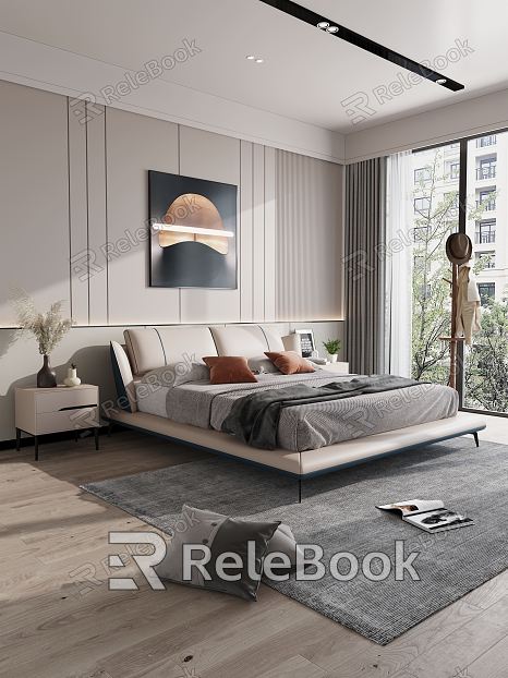 Modern background double bed model