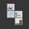 Multi Level Interior Scene Model With Room Layouts Bookshelves Bathroom Fixtures And Bedroom Furniture