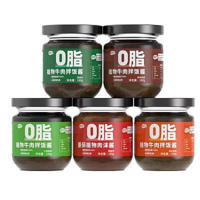 Assorted Zero Fat Plant Based Meat Sauces With Different Flavors 3d model Assorted Zero Fat Plant Based Meat Sauces With Different Flavors 3d model