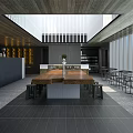 Traditional Teahouse Interior Design With Wooden Ceiling Large Windows And Central Table