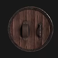 Ornate Medieval Wooden Shield With Round Shape And Metal Decorative Patterns