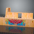 Yellow Concrete Structure With Staircase Railings And Colorful Graffiti Artwork