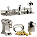Modern Stainless Steel Tableware Set With Wine Glasses Flask Kettle and Coffee Machine