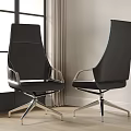 Black Modern Office Chair With High Back Leather And Metal Frame Design