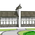 Traditional Chinese Architecture With Tile Roof White Walls Gray Bricks And Wooden Frames