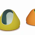Egg Shaped Yellow And Orange Security Booths With Green Interior Design