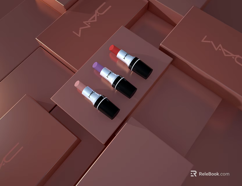 VNC Lipsticks Showcased on Rose Gold Boxes for Cosmetics Online Sale 3d model 