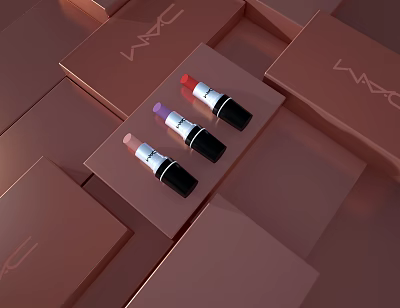 VNC Lipsticks Showcased on Rose Gold Boxes for Cosmetics Online Sale 3d model