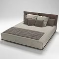 Modern Upholstered Double Bed With Neutral Tones Mattress And Decorative Pillows