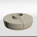 Modern Minimalist Beige Circular Sofa Coffee Table Set With Wooden Base