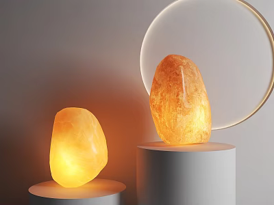 Glowing Stone and Wood Lamps Natural Decor Pieces for Home Interior Design 3d model