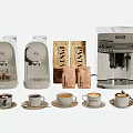 Stylish Kitchen Appliances Including Coffee Machines Pasta Packages And Coffee Cups