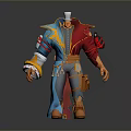 Man 3D Model With Colorful Red Blue Costume And Decorative Shoulder Design