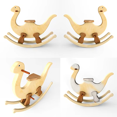 Wooden Dinosaur Shaped Building Blocks With Rocker Design And Seat Legs 3d model