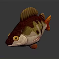 Colorful Cartoon Fish With Yellow Eyes Red Yellow Purple Fins And Tail