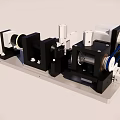 Mechanical Device Assembly With Black And White Components And Blue Cables 3d model