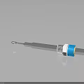 Modern Electronic Component With Cylindrical Metal Body And Blue White Design Accents