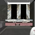 Luxury Bathroom Interior With Marble Walls Freestanding Bathtub Vanity And Glass Shower