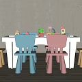 Kids Table With Colorful Chairs And Building Blocks For Indoor Play Area