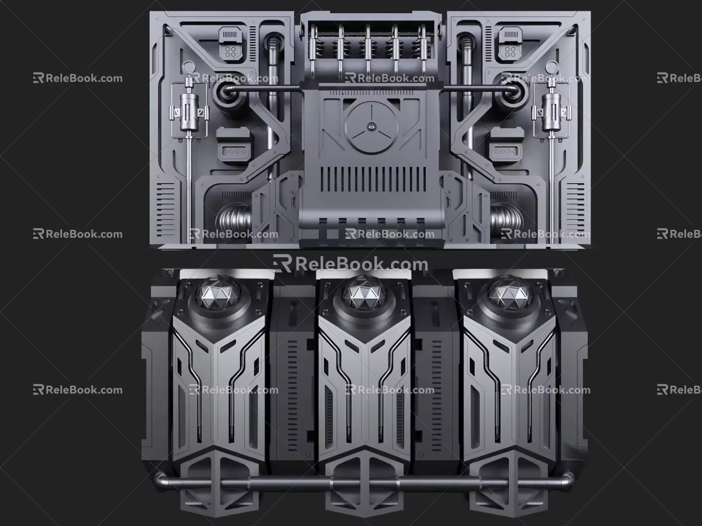 Sci-fi Style Science and Technology Wall Sci-fi Wall Cyberpunk Style Spaceship Wall 3d model