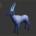 Mythical Fantasy Game Movie Character With Shiny Blue Antlers White Blue Fur