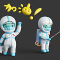 Animated Protective Suit Characters With First Aid Kit Testing Stick And Yellow Cheer Symbols
