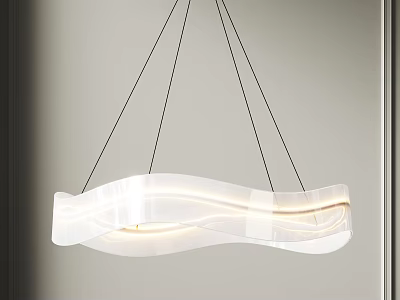 Modern Wavy Shaped Pendant Light With White Finish And Illuminated LED Glow 3d model