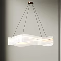 Modern Wavy Shaped Pendant Light With White Finish And Illuminated LED Glow