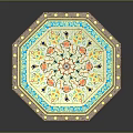 Octagonal Decorative Tile With Intricate Floral Geometric Patterns Blue Red Yellow Colors For Floor Decoration