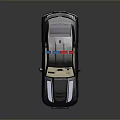 Gray Muscle Police Car With Red Blue Emergency Lights And White Stripes