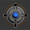 Futuristic Sci Fi Weapon With Blue Glowing Elements And Silver Black Copper Design