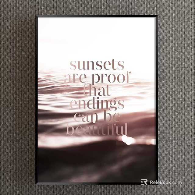 Phone Screen Showing Sunset Quote That Endings Can Be Beautiful 3d model 