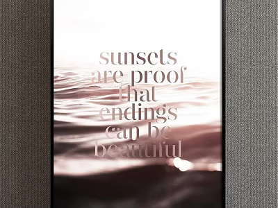 Phone Screen Showing Sunset Quote That Endings Can Be Beautiful 3d model
