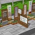 Modern Multiple Billboards With Urban Background And Palm Trees Displaying Information