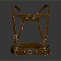Brown Leather Horse Harness With Adjustable Straps Metal Rings And Decorative Buckles