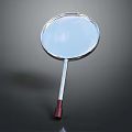 Metallic Silver Racket With Red Grip Handle Displayed On Dark Background 3d model