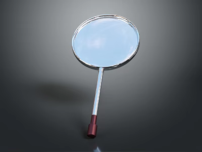 Metallic Silver Racket With Red Grip Handle Displayed On Dark Background 3d model